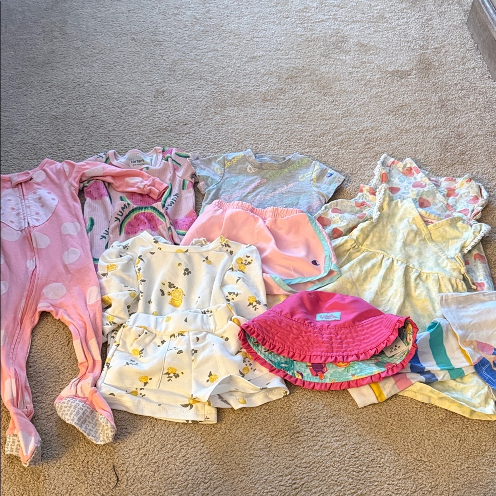 Carter's Pink and White Baby Romper Set